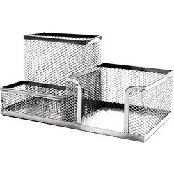 Μολυβοθήκη Offishop 3 θέσεων τετράγωνη metal ασημί (OF207)