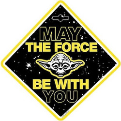 Σήμα Baby on Board με Αυτοκόλλητο Yoda Κίτρινο