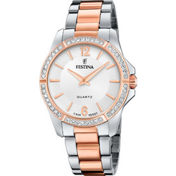 Festina Γυναικείο Ρολόι με Ασημί Ροζ Χρυσό Μεταλλικό Μπρασελέ F20595/1