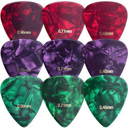 KW Set of 9 Guitar Picks - Σετ με 9 Πένες από Celluloid για Ακουστική και Ηλεκτρική Κιθάρα / Μπάσο / Γιουκαλίλι - Πάχος 0.96mm / 0.71mm / 0.46mm - Dark Red / Dark Green / Purple (47429.03) 47429.03