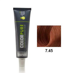 Lorvenn Color Pure 7.45 Ξανθό Χάλκινο Ακαζού Μόνιμη Βαφή Μαλλιών Χωρίς Αμμωνία 50ml
