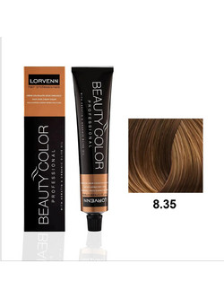Lorvenn Beauty Color 8.35 Ξανθό Ανοιχτό Ντορέ Ακαζού Μόνιμη Βαφή Μαλλιών 70ml