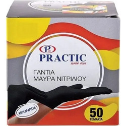 Practic Super Plus Γάντια Νιτριλίου Μαύρα 50τμχ