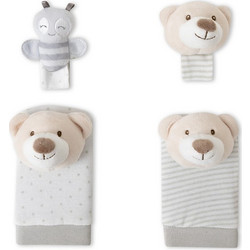 Interbaby Bear Σετ 4 Τμχ Καλτσάκια & Περικάρπια Κουδουνίστρες Grey