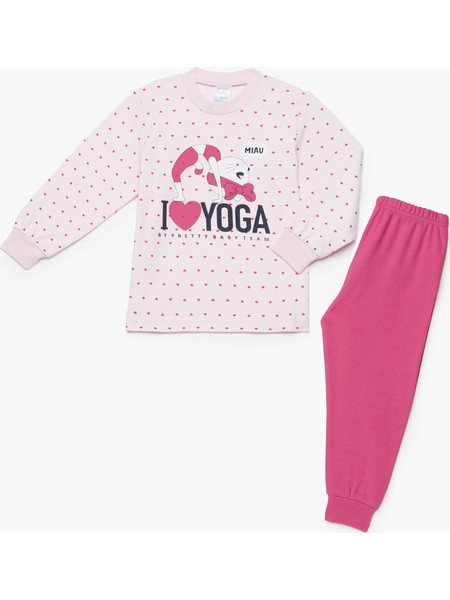 Pretty Baby Yoga Παιδική Πιτζάμα Βαμβακερή Χειμωνιάτικη Ροζ 69189