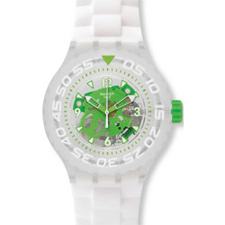 Swatch Chlorofish Ανδρικό Ρολόι με Λευκό Καουτσούκ Λουράκι SUUK100