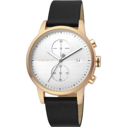 Esprit Linear Ανδρικό Ρολόι Χρονογράφος με Μαύρο Δερμάτινο Λουράκι ES1G110L0045