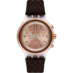 Swatch Ανδρικό Ρολόι Χρονογράφος με Καφέ Καουτσούκ Λουράκι SVCK1005