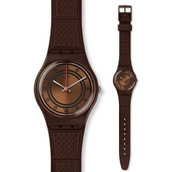 Swatch Shoggi Ανδρικό Ρολόι με Καφέ Καουτσούκ Λουράκι GC114