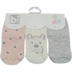 Bi Baby Παιδικές κάλτσες 3pack ροζ /λευκό/γκρι 68335Β