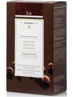 Korres Argan Oil Advanced Colorant 5.6 Καστανό Ανοιχτό Κόκκινο Μόνιμη Βαφή Μαλλιών Χωρίς Αμμωνία 50ml