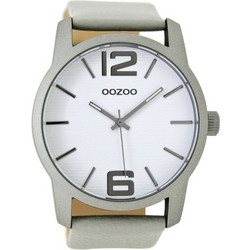 Oozoo Ανδρικό Ρολόι με Γκρι Δερμάτινο Λουράκι C9085