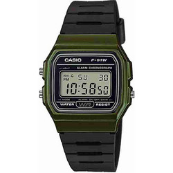 Casio Ψηφιακό Ανδρικό Ρολόι Χρονογράφος με Μαύρο Λουράκι F-91WM-3AEF