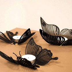 Κηροπήγιο Για Ρεσώ Papilio (Σετ 3Τμχ) 620ATP1108 22x18/16x9/16x13cm Black Aberto Design Ατσάλι