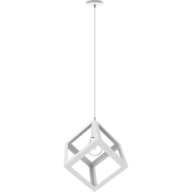 Κρεμαστό Μεταλλικό Μονόφωτο Φωτιστικό Οροφής Κύβος 23 cm E27 40 W Χρώματος Λευκό Bakaji 02834687