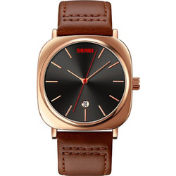 Skmei Ανδρικό Ρολόι με Καφέ Δερμάτινο Λουράκι 9266 Brown/Gold