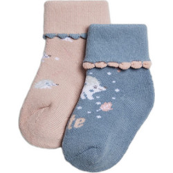 Ysabel Mora Βρεφικές Κάλτσες Ισοθερμικές Σχέδια - 2 Ζεύγη Μπλε-Σομόν