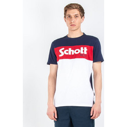 Schott M Courtes Tri-Couleur Logo T-Shirt (TS DANNY)