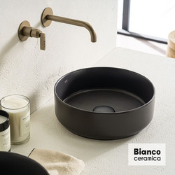 Bianco Focus Επικαθήμενος Νιπτήρας Μπάνιου Στρογγυλός Πορσελάνης 36cm Μαύρος 508-33036-421