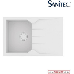 Sanitec Ultra Granite 807 Ένθετος Νεροχύτης Γρανίτη Αντιστρεφόμενος Ματ Bianco 79x50cm