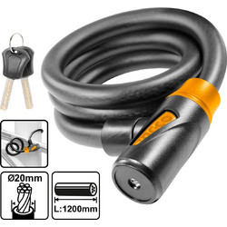 Κλειδαριά Συρματόσχοινο Ποδηλάτου με Κλειδί 20mm x 120cm