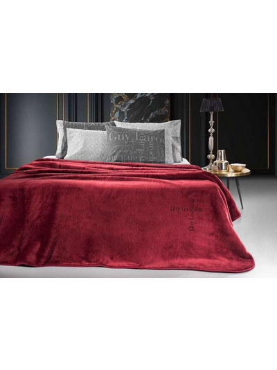 Guy Laroche Βελουτέ Διπλή Κουβέρτα Logo Burgundy 220x240cm