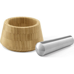 Γουδί Με Γουδοχέρι Opeso 20216 13,7x8/14cm Natural-Inox Zack Bamboo