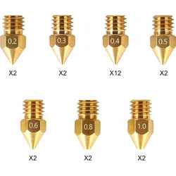 CREALITY MK8 Nozzles Kit 24 pcs 0.2mm χ2, 0.3mm χ2, 0.4mm χ12, 0.5mm χ2, 0.6mm χ2, 0.8mm χ2 1.0mm χ2