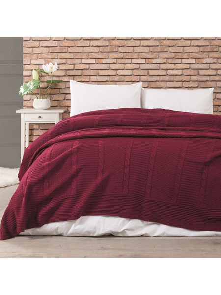 Κουβέρτα Πλεκτή Υπέρδιπλη Edenhill Burgundy Cokitex (220x240) 1Τεμ