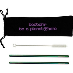 Boobam Straw Metal Wide Titanium Colorful Μεταλλικά Καλαμάκια 2 Τεμάχια