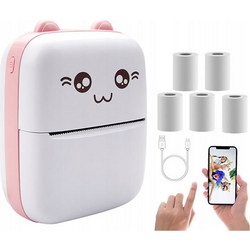 Mini Pocket BlueTooth Printer with 5 pcs of Thermal paper Pink