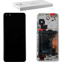HUAWEI P40 PRO ΟΘΟΝΗ OLED + TOUCH SCREEN + LENS + FRAME + BATTERY 02353PJK WHITE ORIGINAL SERVICE PACK