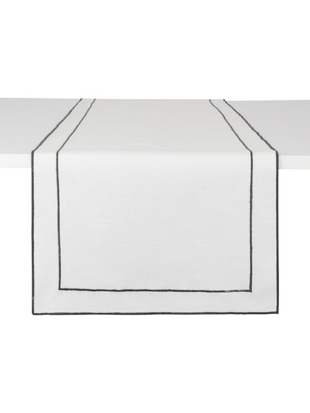 Coincasa ράνερ με contrast ρίγες στο τελείωμα Marta 45 x 140 cm - 007249086 Λευκό