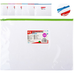 MP διάφανος φάκελος με zip PC035, Α4 21 x 29.7cm, διάφορα χρώματα PC035
