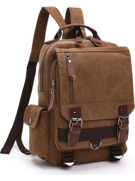 Outdoor Travel Messenger Canvas Chest Bag, Color: Brown Backpack