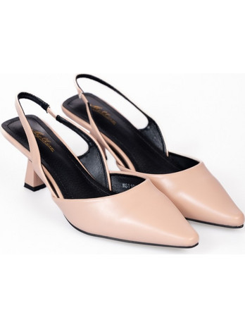 Μυτερές open heel γόβες με λεπτό τακούνι - Μπεζ