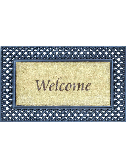 Import-Hellas Πατάκι Εισόδου από Κοκοφοίνικα Welcome Νο182 Μπεζ-Μαύρο 45x75cm