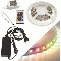 FOS_ME ΤΑΙΝΙΑ LED ΑΥΤΟΚΟΛΛΗΤΗ 72W 5M 12V ΙP20 ΜΕ ΤΡΟΦΟΔΟΤΙΚΟ ΚΑΙ ΧΕΙΡΙΣΤΗΡΙΟ ΧΡΩΜΑ RGB 24-00508
