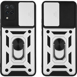 Sonique Ring Armor CamPro Back Cover Silver (Samsung Galaxy A12)