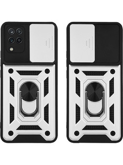 Sonique Ring Armor CamPro Back Cover Silver (Samsung Galaxy A12)
