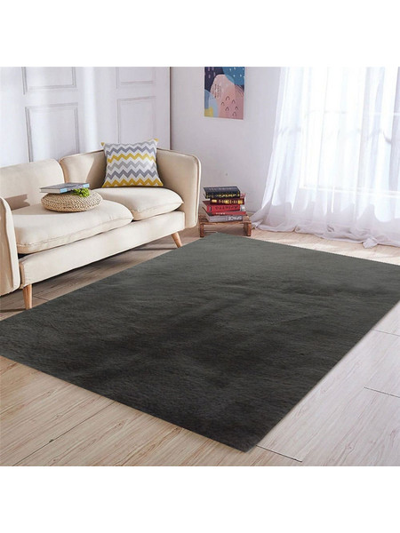 Bonsai Home Σετ Χαλιά Κρεβατοκάμαρας Γούνινα 3Τμχ XL - Rabbit Fur Ανθρακί
