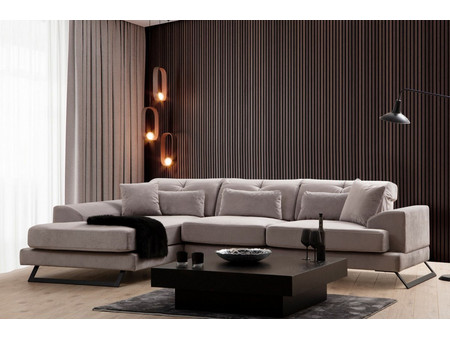 Papatya Frido Γωνιακός Καναπές Αριστερή Γωνία Light Grey 304x190x92cm