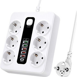 Πολύπριζο 6 θέσεων με διακόπτη & θύρες USB - KOS-27018EU - 270181