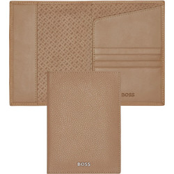 HUGO BOSS HLP416X Passport Holder Classic Grained Camel