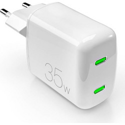 Puro MiniPro Φορτιστής Χωρίς Καλώδιο με Θύρα USB-A & USB-C 35W Power Delivery White