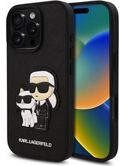 Karl Lagerfeld PU Saffiano Karl and Choupette Case Θήκη για iPhone 16 Pro Μαύρο