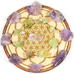 Ενεργειακό Πλέγμα Κρυστάλλων Θεραπείας Wood Crystal Grid Healing 15,5cm