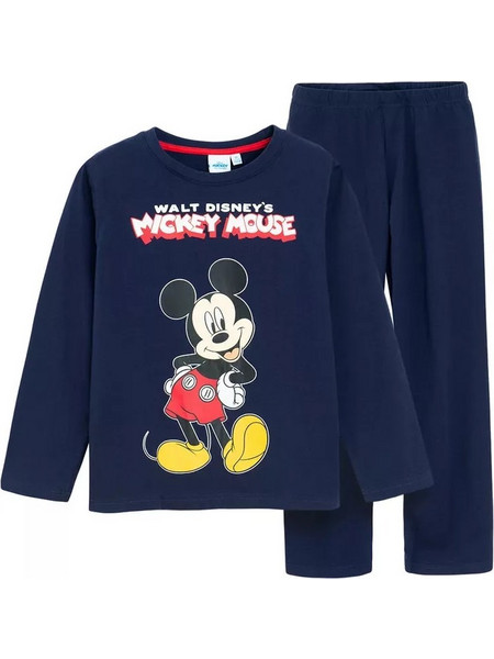 Disney Mickey Star Παιδική Πιτζάμα Βαμβακερή Χειμωνιάτικη Μπλε