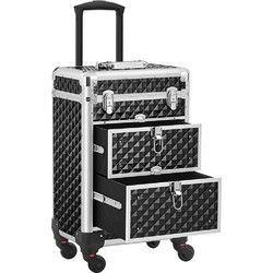 BAKAJI Βαλίτσα Μακιγιάζ Αισθητικής Beauty Case Αλουμινίου Μαύρη Θήκη Ομορφιάς 02841258