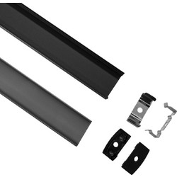 GloboStar(R) SURFACE-PROFILE 70810-3M Προφίλ Αλουμινίου - Βάση + Ψύκτρα Ταινίας LED με Μαύρο Φιμέ Κάλυμμα - Επιφανειακή Χρήση - Πατητό Κάλυμμα - Μαύρο - 3 Μέτρα - Πακέτο 5 Τεμαχίων - Μ300 x Π2.4 x Υ1.